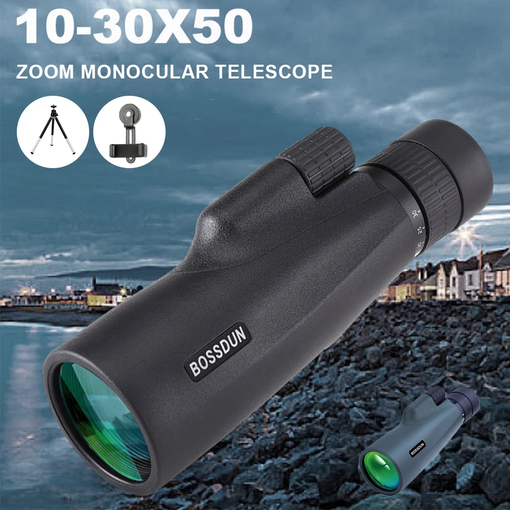 

10-30 × 50 мощный Монокуляр с дальним зумом, карманный зрительный телескоп, очки для охоты, кемпинга, туризма, детский телескоп