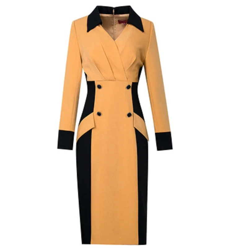 

Office New lady Fashion long sleeves V-neck print dresses 2021 Autumn Spring Hepburn dress women's slim patchwork luxury skirt