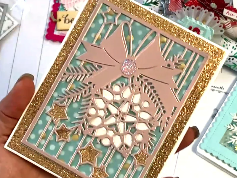 Металлическая высечка Рождественский лук лист рамка пластина Alinacraft для