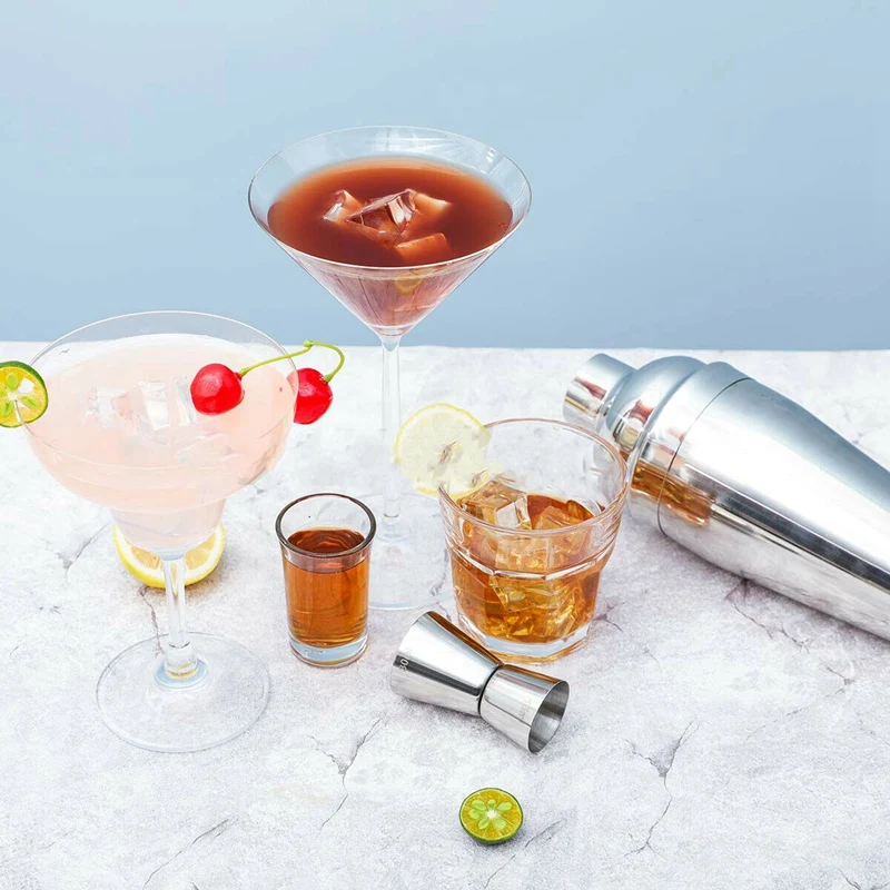 

22Pcs Cocktail Shaker Maker Mixer Martini Spirits Bar Strainer Bartender + Stand