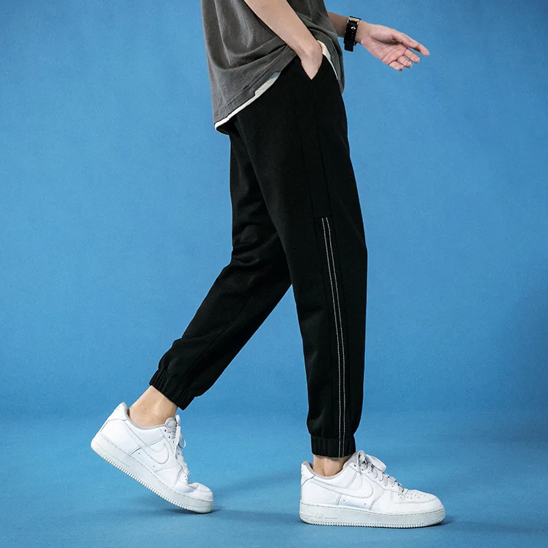 

Men's casual pants solid color sports Pants Capris loose legged pants men's casual sports pants