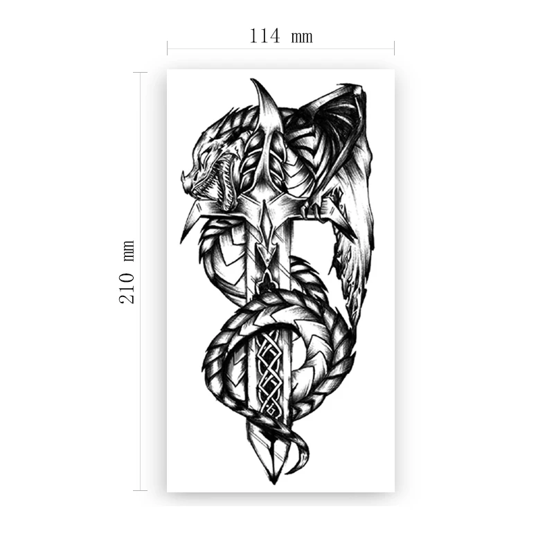 

Japanese Evil Dragon Waterproof Temporary Tattoo Sticker Black Totem Design Fake Tattoos Flash Tatoos Arm Body Art for Women Men