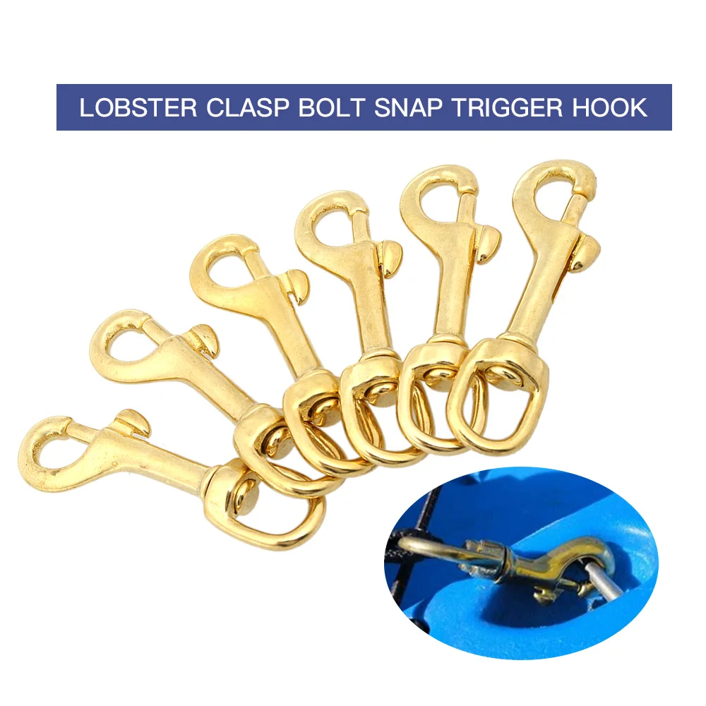 Durable Solid Brass Swivel Eye Clasp Bolt Snap Trigger Hook Heavy Duty Diving Swiver for Boat Kayak Canoe Camping Marine | Спорт и