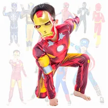 4-12Y Kids Iron Ma Spider Boy Superhero Muscle Costume Child Halloween Cosplay Suit Glove Gift