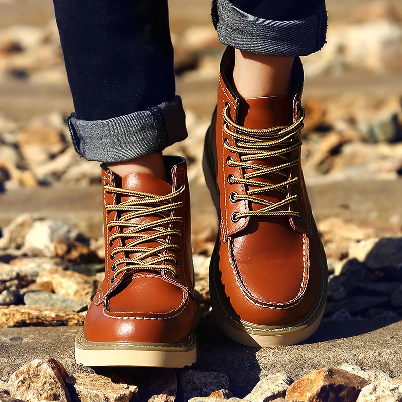 Осенние теплые ботинки из хлопка, мужские повседневные модные высокиеботинки в британском стиле для пар, ботинки для инструментов, ботинки дляпар