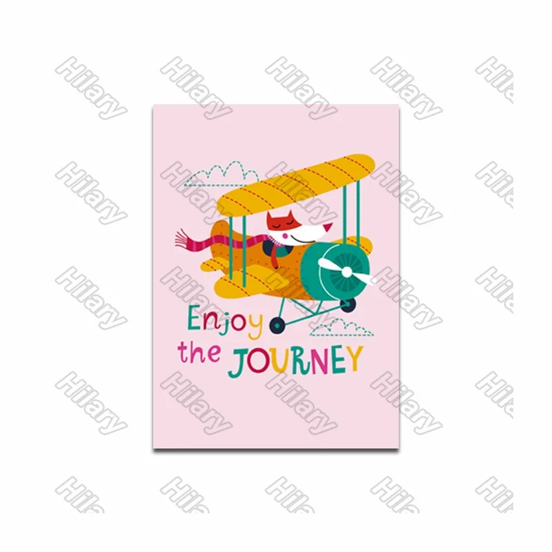 

Posters Cartoon Car Airplane Pink Green Creamy-White Canvas Painting Posters and Prints Wall Art Pictures for Living Room 3Pcs