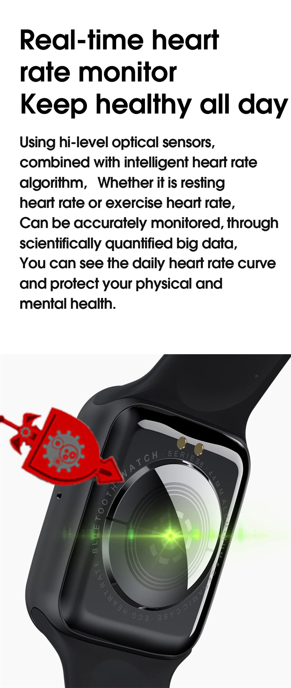 Умные часы серии 6 hermometer ECG монитор сердечного ритма температура IP68