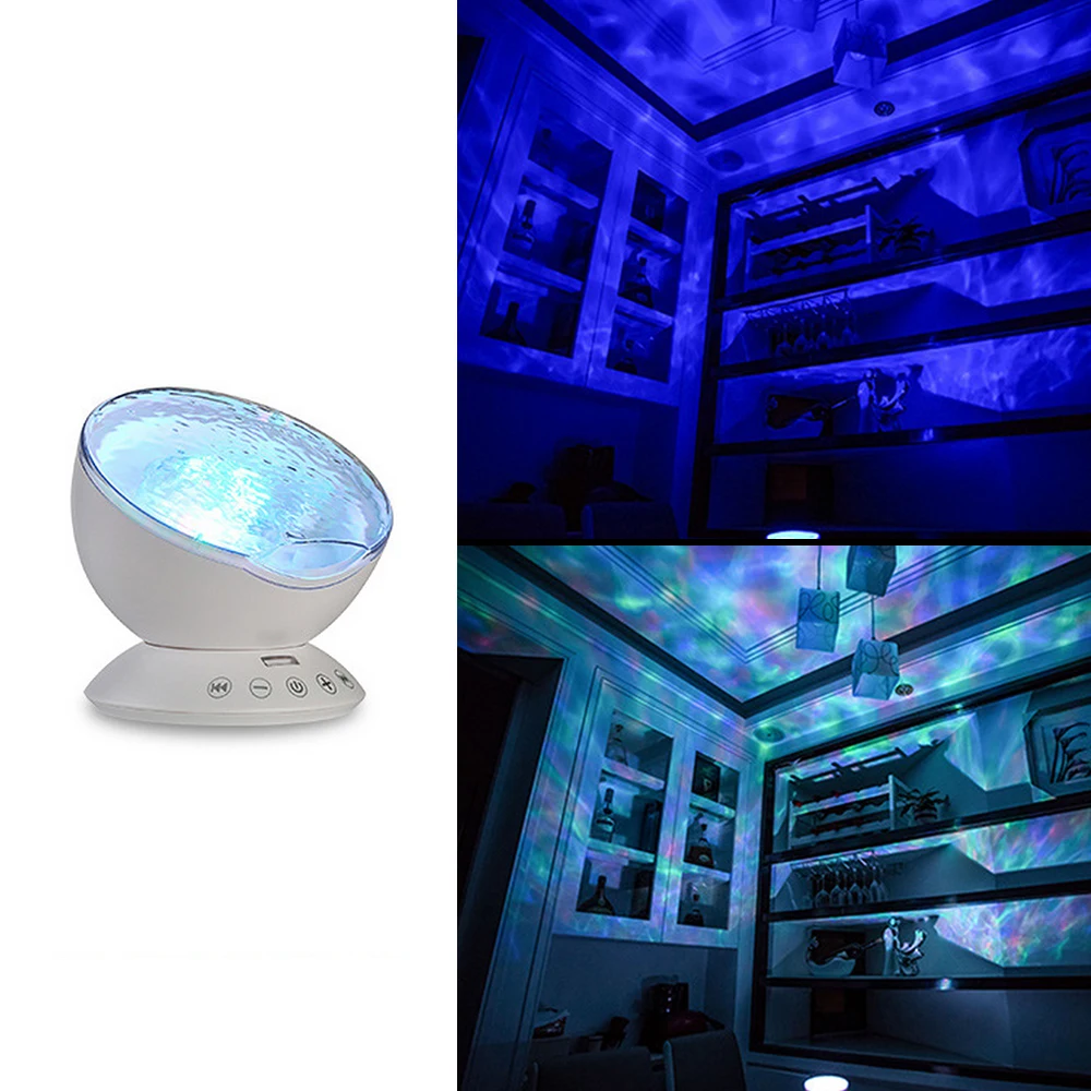 Multicolor Ocean Wave Light Smart Home Projector Nightlight with Mini Music Player for Living Room and Bedroom Novelty Baby Lamp |