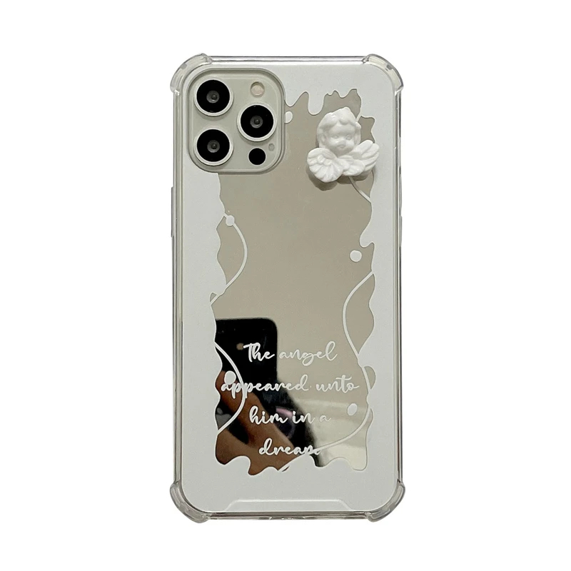 

Cute cartoon revolving angel mirror Phone Case For iPhone 12 Pro Max 11 Pro Max X Xs Max Xr 7 8 Puls Cases Soft TPU Cover
