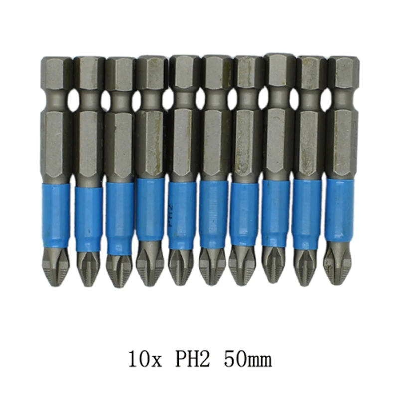 

10pcs 50mm Non Slip Screwdriver Bit Magnetic Single Head PH1/PH2/PH3/PZ1/PZ2/PZ3 Ferramentas Parafusadeira Screwdriver Set Tools