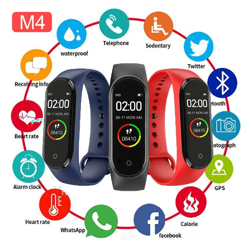 

M4 Fitness Bracelet Full Touch Screen Bluetooth 4.4 Heart Rate Sleep Monitoring Telephone Alarm Reminder Waterproof loss Proof