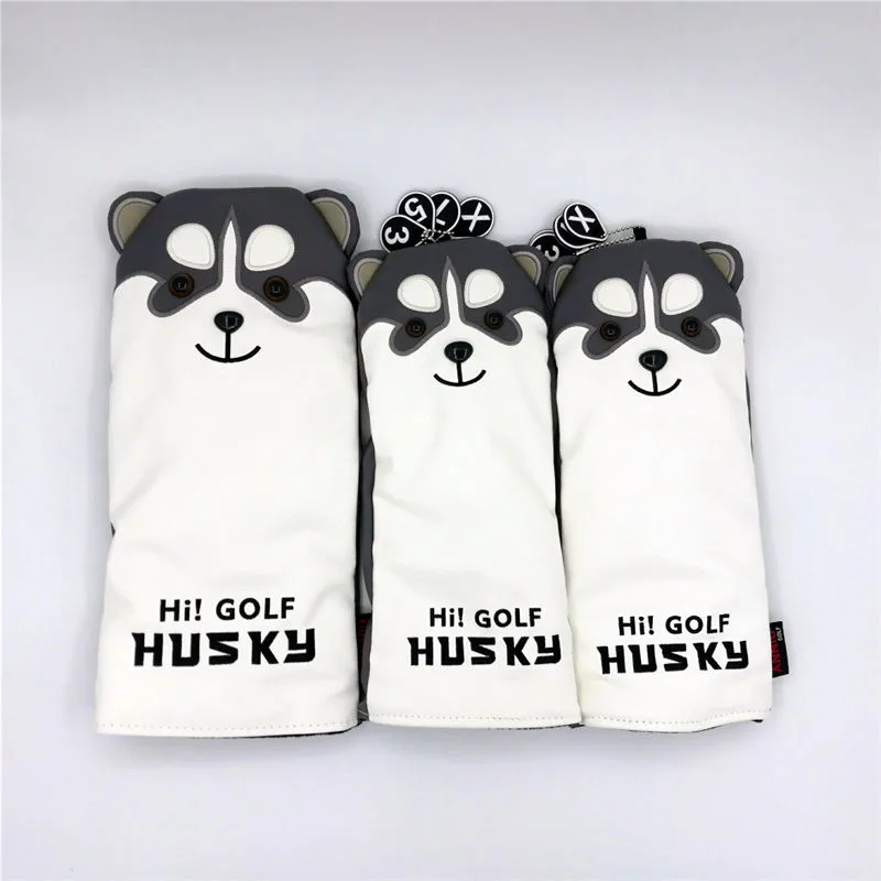 Cute Dog Golf Club Headcover Husky Driver Fairway Woods Hybrid Putter Covers Complete Set Mascot Novelty Gift | Спорт и развлечения