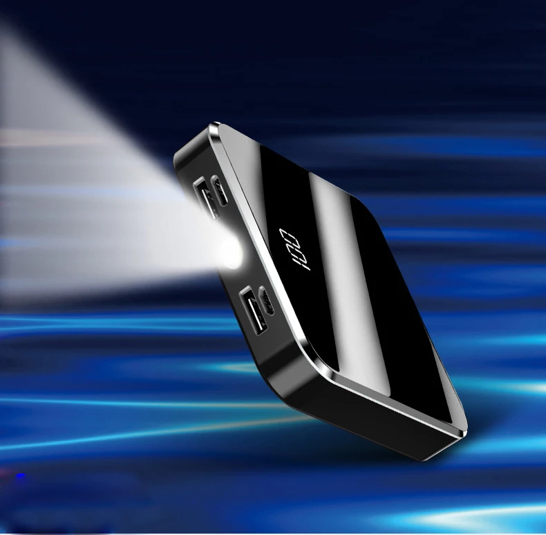 20000 мАч портативное зарядное устройство Внешняя батарея мини с фонарик для iPhone