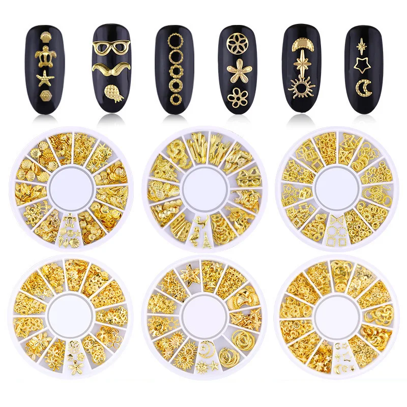 

Украшения для дизайна ногтей своими руками Звезда Луна золотые металлические заклепки Шпильки японский полый сплав искусство ногтей