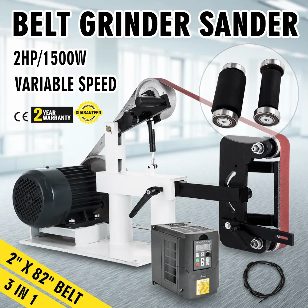 

2"x82" Variable Speed Belt Grinder Machine PH 427 X 12" Grinding Wheel Abrasive Belt Sander