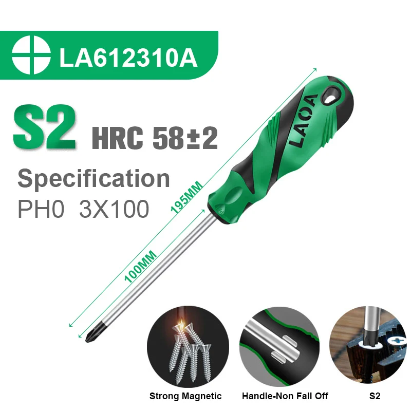 

LAOA 1 шт. шлицевая отвертка S2 материал крестообразные отвертки двухцветная ручка отвертка с магнетизмом