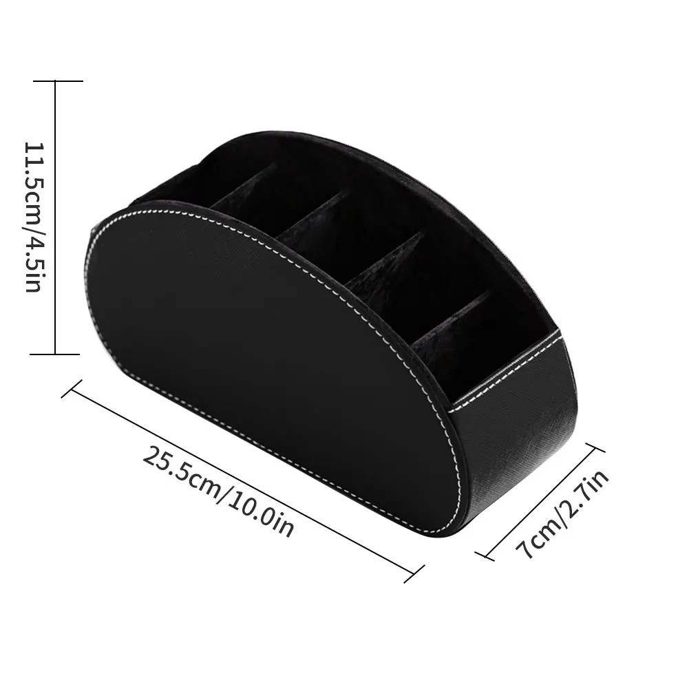 

Remote Control Holder Desk Tidy Storage Caddy Box With 5 Compartments Leather Organiser Phone Organizer Stand Holder