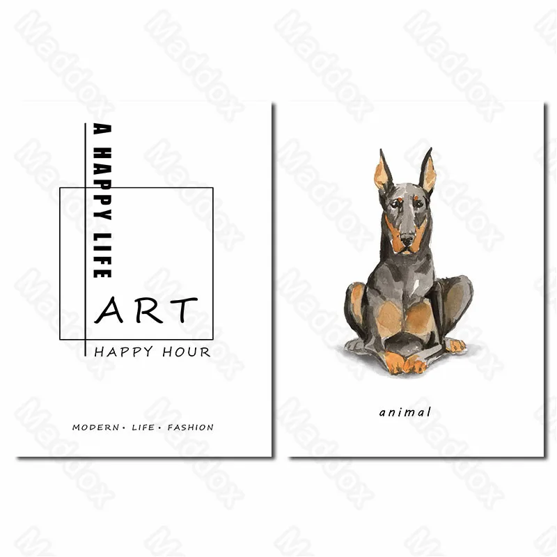 

Living Room Decoration Modern Animals Puppy German Shepherd Domestic Pet English Sentence Warm Children's Bedroom Painting