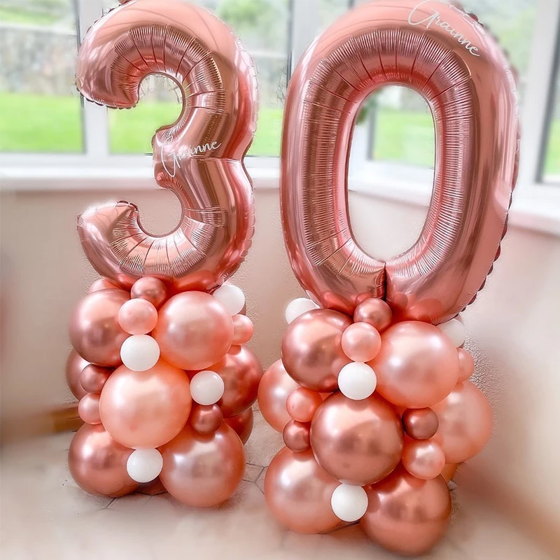 

102pcs Rose Gold Balloon Set 20 30 40 50 60 Years Adult Birthday Party Decoration wedding anniversary Balloons supplies