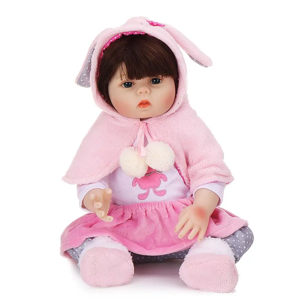 Кукла reborn Pickwoo 48 см кукла для маленькой девочки в розовом платье кролика мягкое