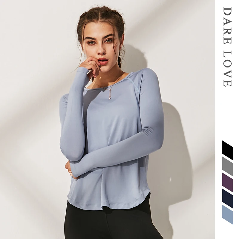 Quick Dry Women Loose T-shirts Solid Soft Sports Tops Women Yoga Top Running Gym Women Shorts Sleeve Yoga Breathable Shirts - Цвет: Light blue