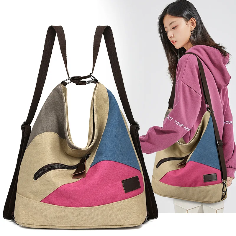 

New Casual Handbags Fashion Women Shoulder Bag High Quality Canvas Tote Bags Versatile Women Backpack Bags Street Shopping Bags