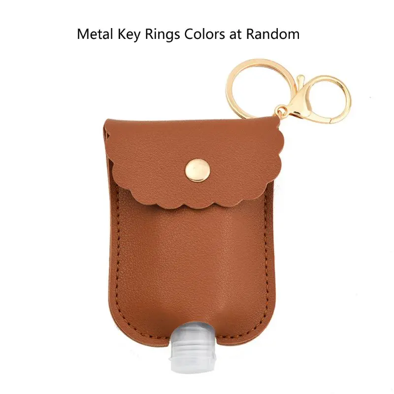 

2020 60ml Portable Squeeze Empty Hand Sanitizer Bottle with Leather Keychain Holder 83XF
