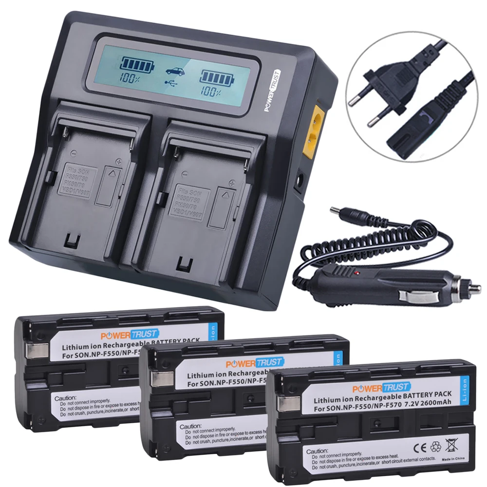 3Battery and LCDRDC 2 шт. 2600 мА/ч, NP-F550 NP-F570 F550 F570 Батарея и быстрой Зарядное устройство для sony NP-F330 NP-F530 NP-F570 NP-F730 NP-F750 Hi-8 - Цвет: 3Battery and LCDRDC