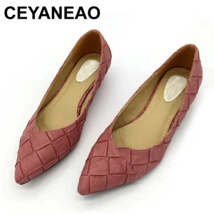 CEYANEAOженские туфли-лодочки с острым носком; Сезон весна-осень; Женские туфли-лодочки без застежки на низком каблуке; Офисные женские повседневные тонкие туфли
