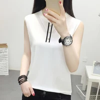 knitted hollow out tshirt women button thin t shirts 2022 summer sexy sleeveless tee shirt camisetas de mujer womens clothing