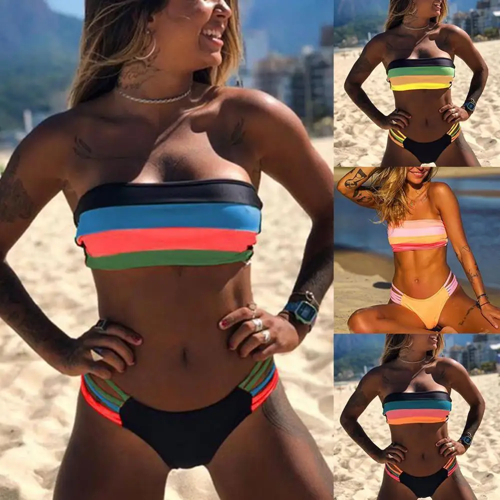 Качественный Женский Топ без бретелек бикини бюстгальтер купальник грудь