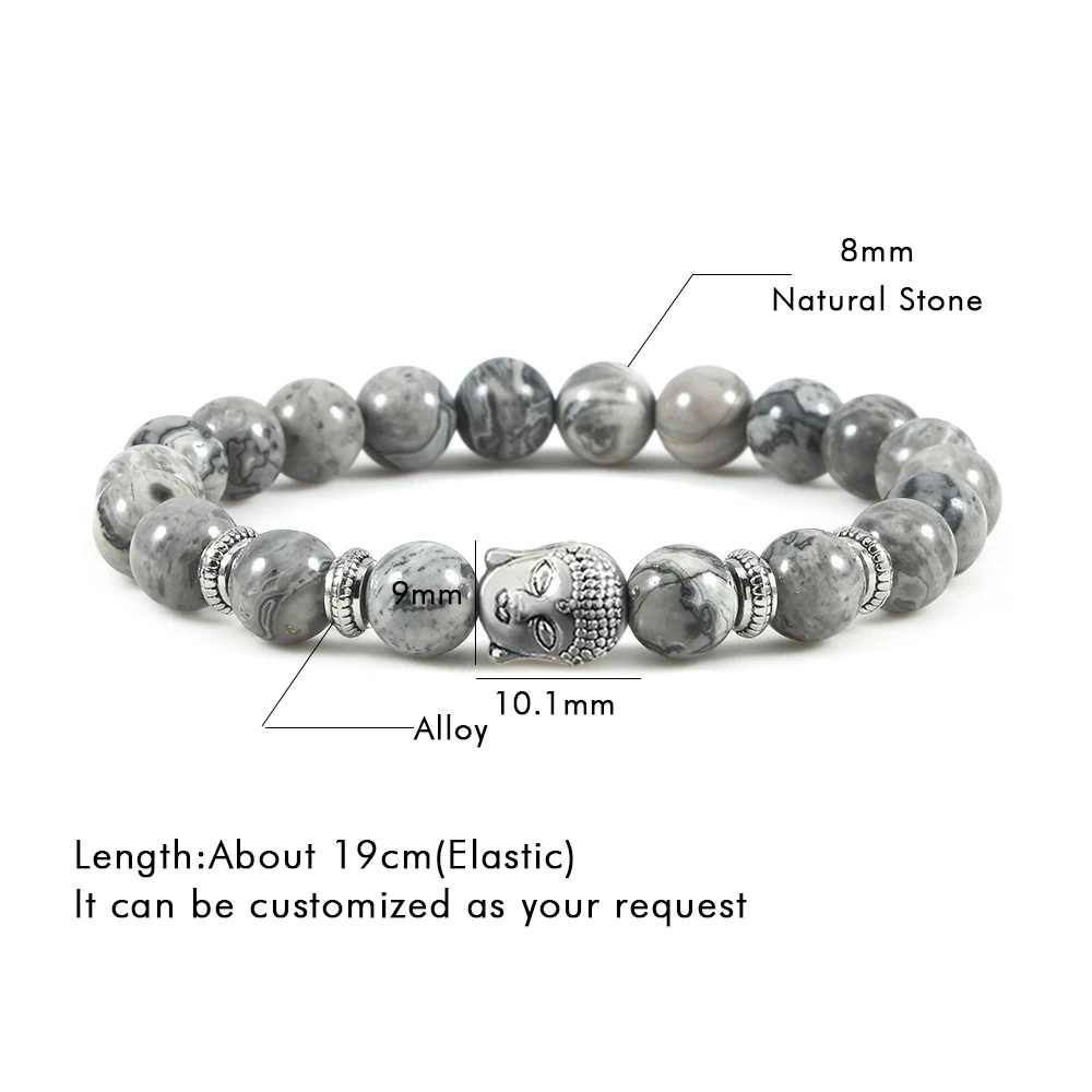 Мужской браслет из камня тигровый глаз серебряного цвета Будда Очаровательная