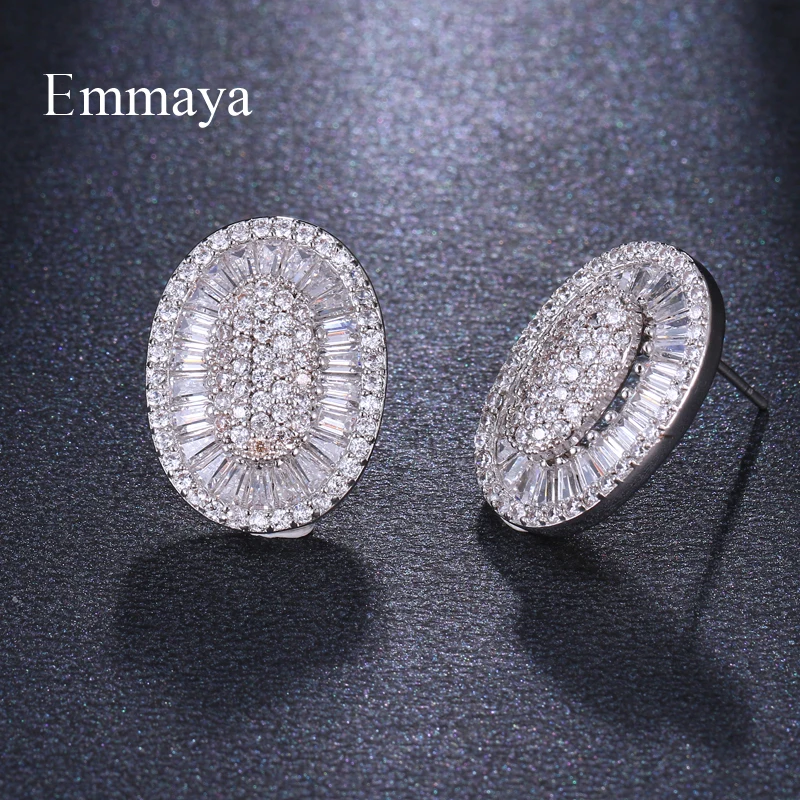 Серьги Emmaya в классическом стиле круглой формы с разной геометрией кубическим