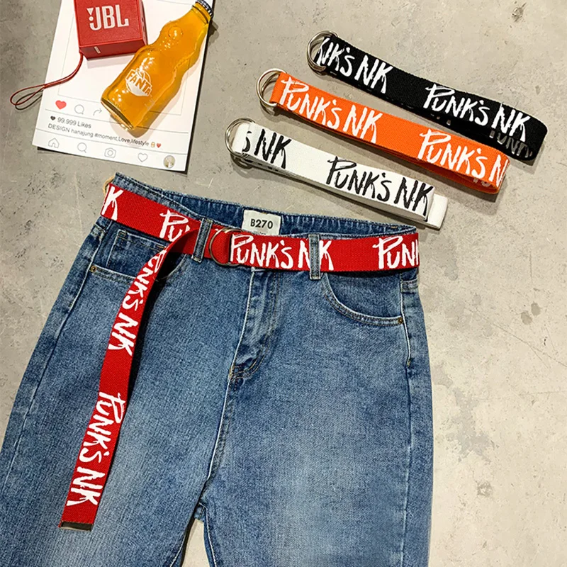 

36 styles Canvas Belts For Women Men Punk Designer Belt Ladies Letter Waist Strap Jeans Trouser Black Female Harajuku Waistband