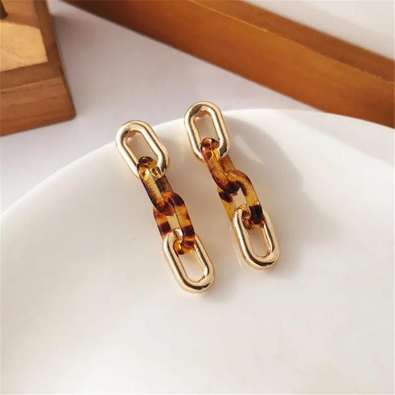XIALUOKE S925 Needle Bohemia Metal Resin Buckle Tassel Stud Earrings For Women Punk Creative Joker Jewelry Accessories 248