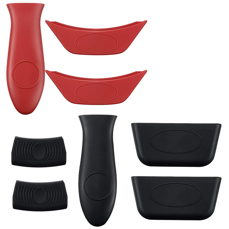 

8 PCS Silicone Hot Handle Holders And Pot Holders Cover Removable Rubber Hot Resistant Pot Holder Sleeves Lid Covers