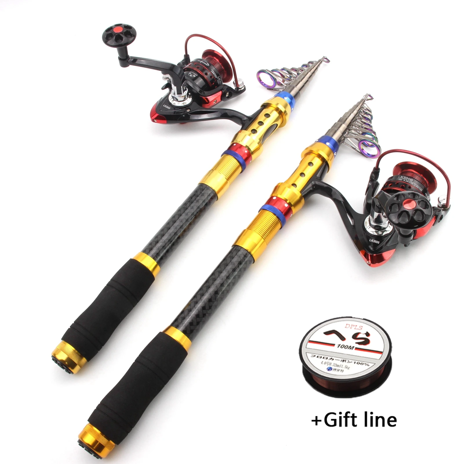 

2.1m2.4m 2.7m 3.0m 3.6m Super hard Fishing Rod Combos Portable Telescopic Spinning Fishing Pole Reel set for sea carp Trout Rod