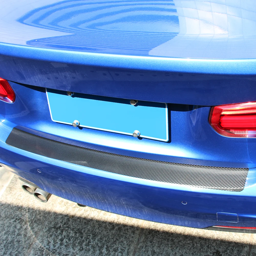 Защитная Наклейка на задний бампер автомобиля пленка из углеродного волокна для