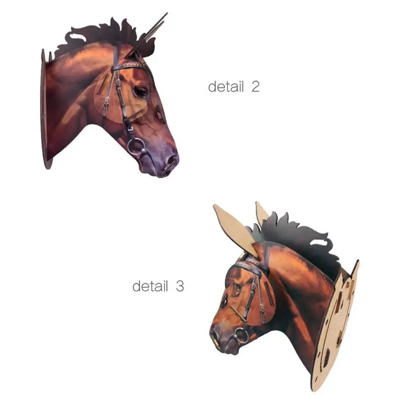 Деревянное настенное украшение 3D олень лось единорог голова лошади деревянная MDF