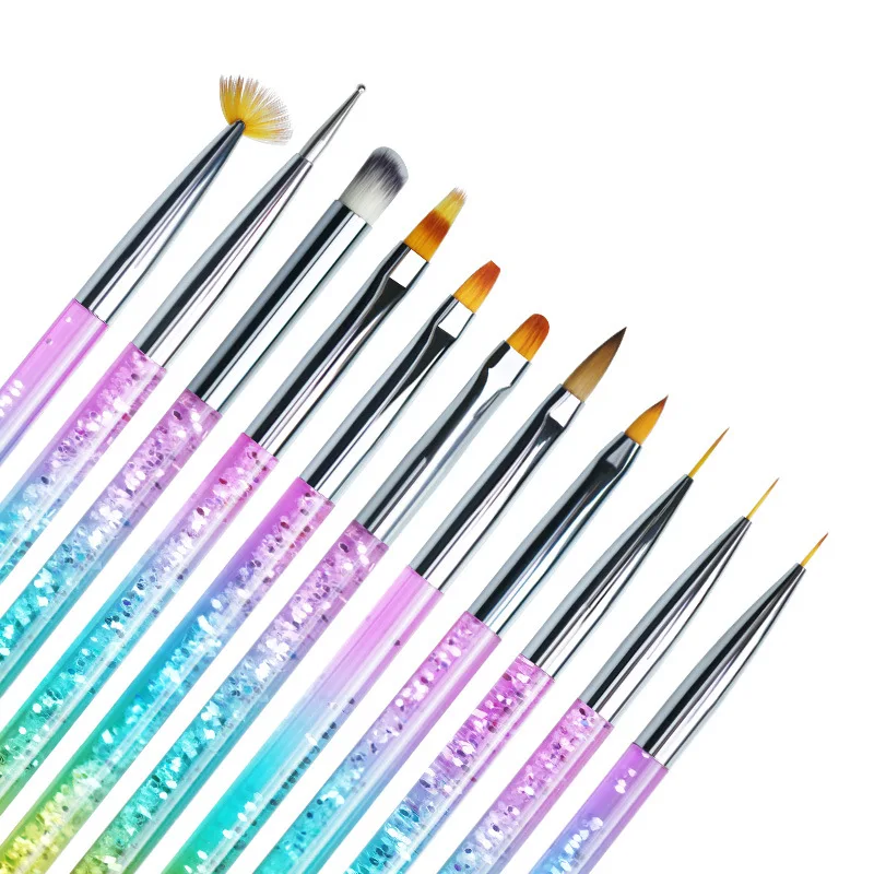 

11 Style Nail Art Stripes Lines Liner Painting Brush Liquid Powder Acrylic UV GEL Extension Builder French Drawing Pen
