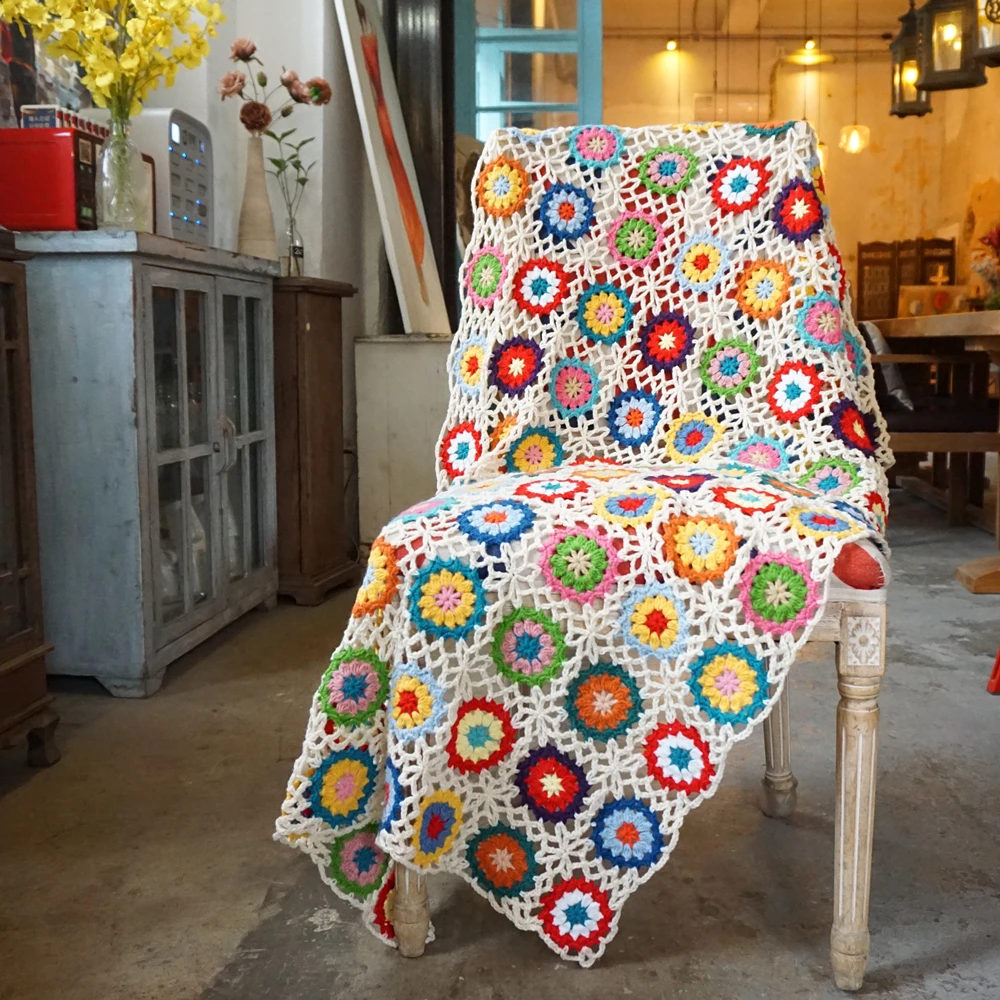 Винтажное вязаное одеяло ручной работы оригинальная подушка из фетра в