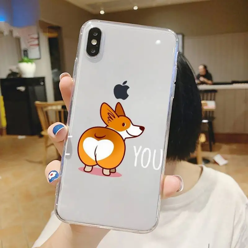 

Cute Corgi Butt Animal Puppy Phone Case Transparent soft For iphone 5 5s 5c se 6 6s 7 8 11 12 plus mini x xs xr pro max