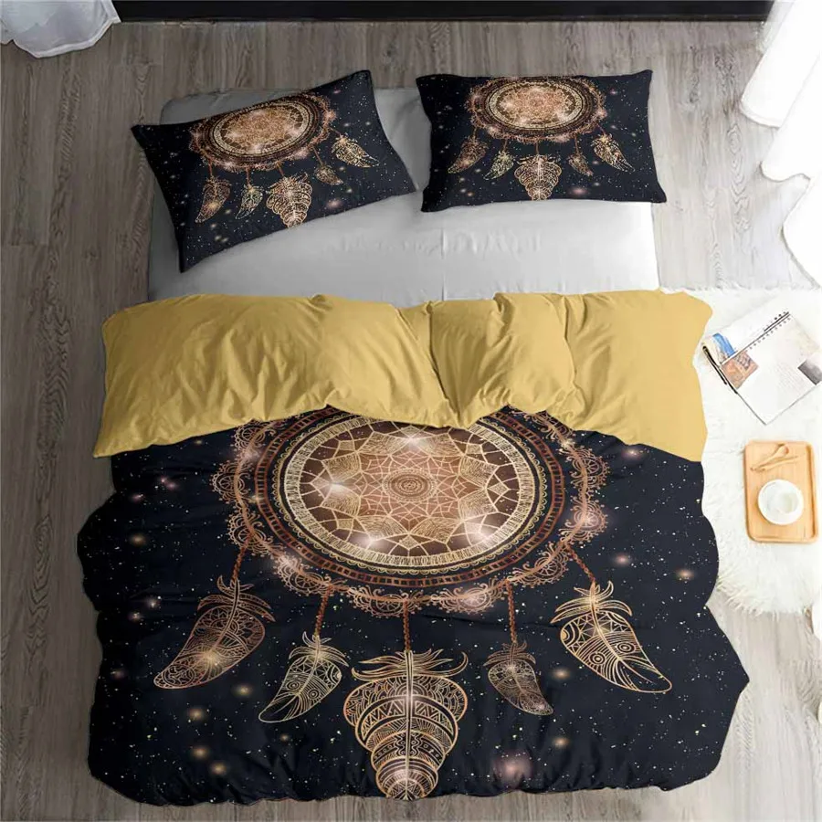 

3d-комплект постельного белья HELENGILI, золотистый Ловец снов, комплект пододеяльников с принтом, постельное белье с наволочкой, детской кроват...
