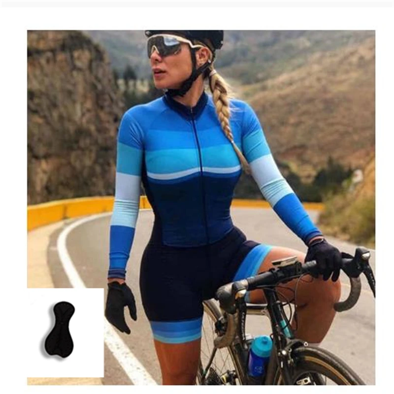 Sleeve Macaquinho Ciclismo Feminino  Jersey Jumpsuit long Sleeve Macaquinho Ciclismo Feminino Set Gel Pad Jumpsui