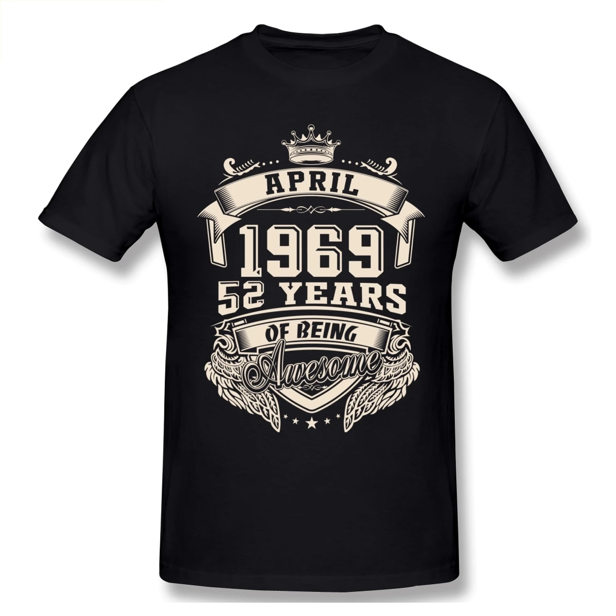 

Custom Logo Born In April 1969 52 Years Of Being Awesome T Shirt Oversized O-neck Cotton Short Sleeve Tshirt Men