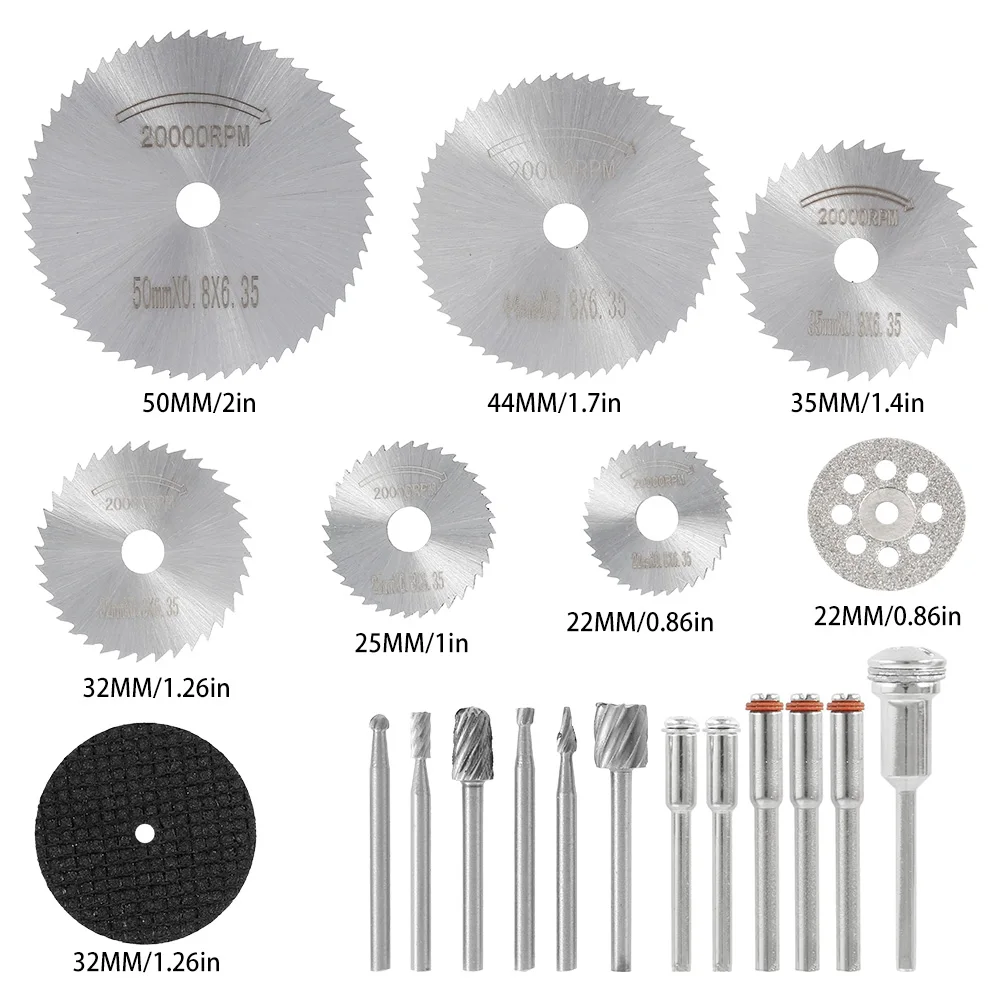 

63 Pcs Diamond Cutting Discs Set Diamond Cutting Wheels Rotary Tool Grinder Metal Cut Off Discs Kit HSS Mini Circular Saw Blades