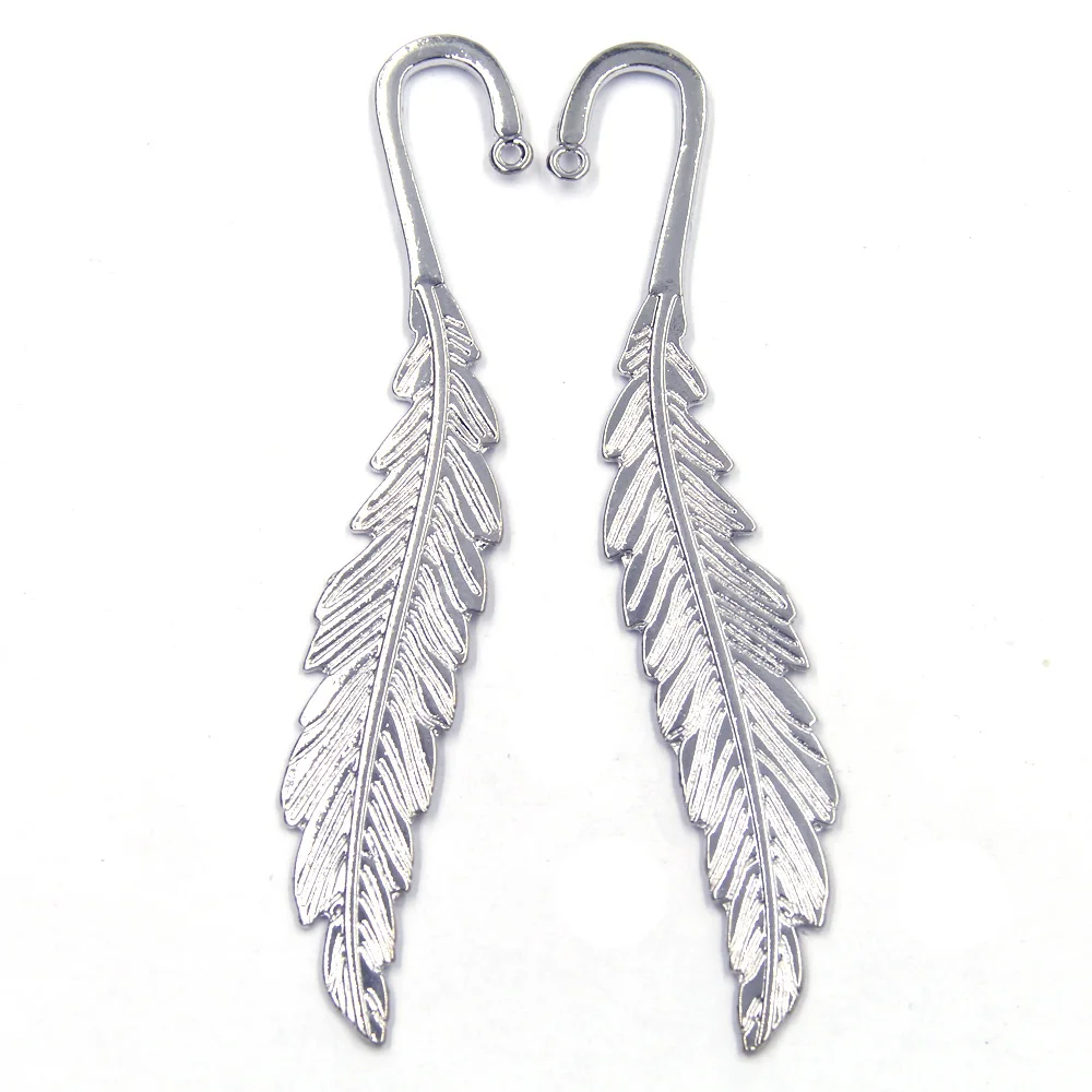 Bookmarks Feather Leaf Shape Silver Tone For Book Reading Crafts DIY Findings 143mm