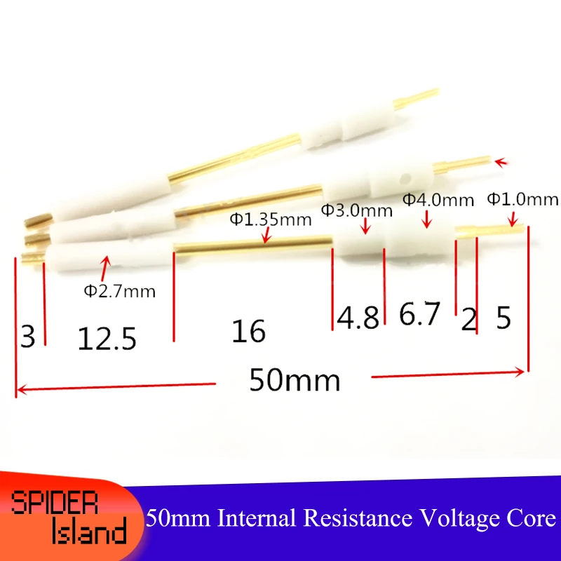 50pcs 18650 Probe Core Internal Resistance Aging Test Pin Core Four-Wire Negative Pin Core 50mm Voltage Pin Core