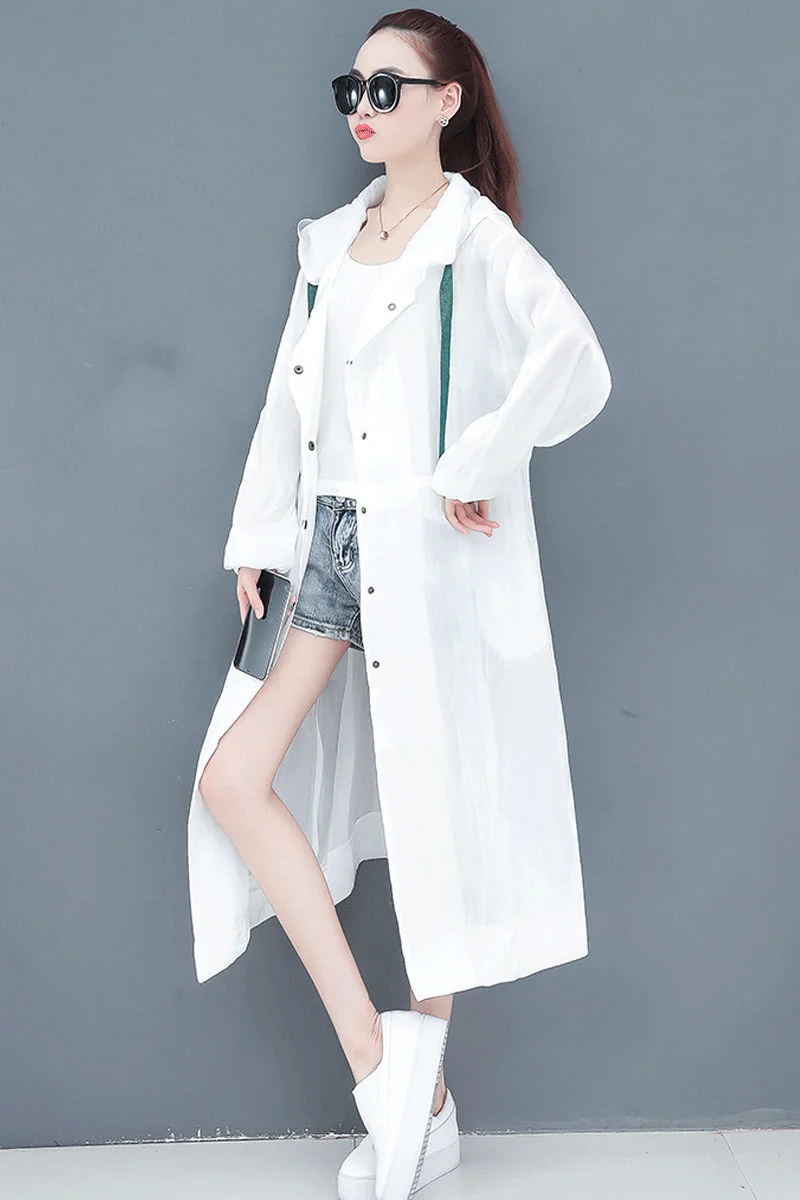 

Women's clothing Mid-length With hood 2021 Summer New Fashion All-Beach Shirt Long Thin cape Windbreaker zh613
