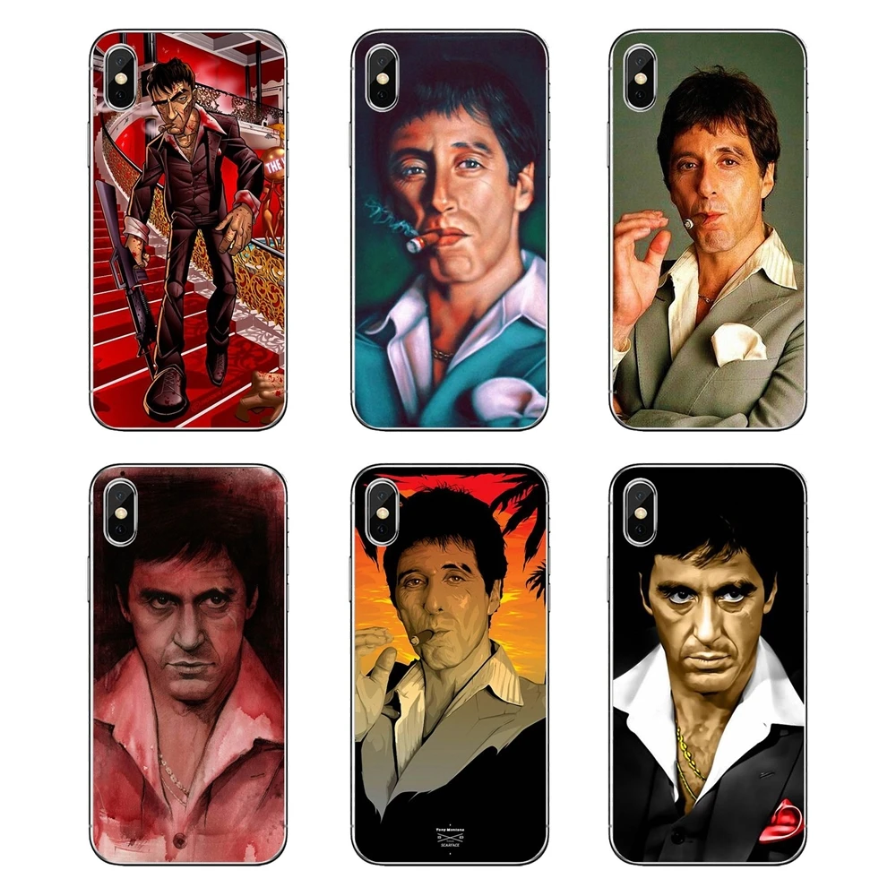 Прозрачные чехлы из ТПУ с изображением Тони Монтаны из фильма "Лицо со шрамом" для Samsung Galaxy A5 A6 A7 A8 A9 J4 J5 J7 J8 2017 2018 Plus Prime.